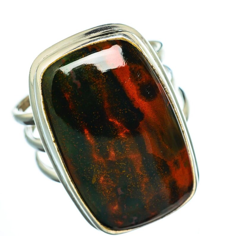 Natural Bloodstone Ring Promise Ring Gift Bloodstone Silver Ring Gift Silver Ring Engagement Ring Propose Ring Red Stone Ring