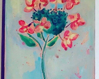 オリジナル作品：紫陽花の花束（水彩画、9×12インチ） - Etsy 日本
