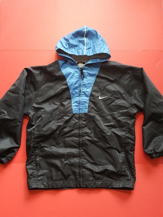 NIKE Windbreaker Jacket 90s Blue Color Block Nylon Sh… - Gem