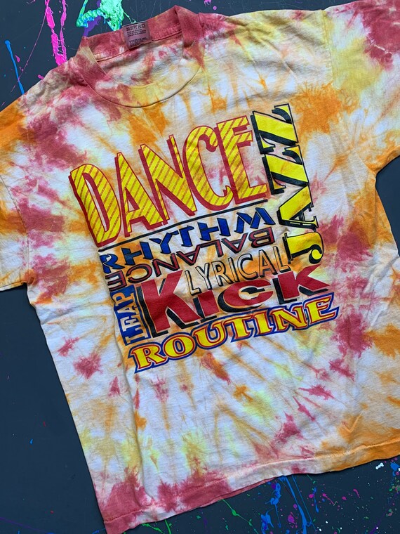Vintage 90s Dance Routine Tie Dye Tshirt Size Lar… - image 2