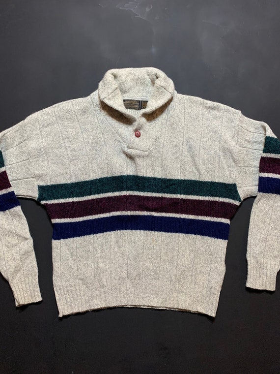トップス 80s Eddie bauer shawl color knit sweater Vintage Eddie Bauer Knit Wool Sweater Women's Large Beige
