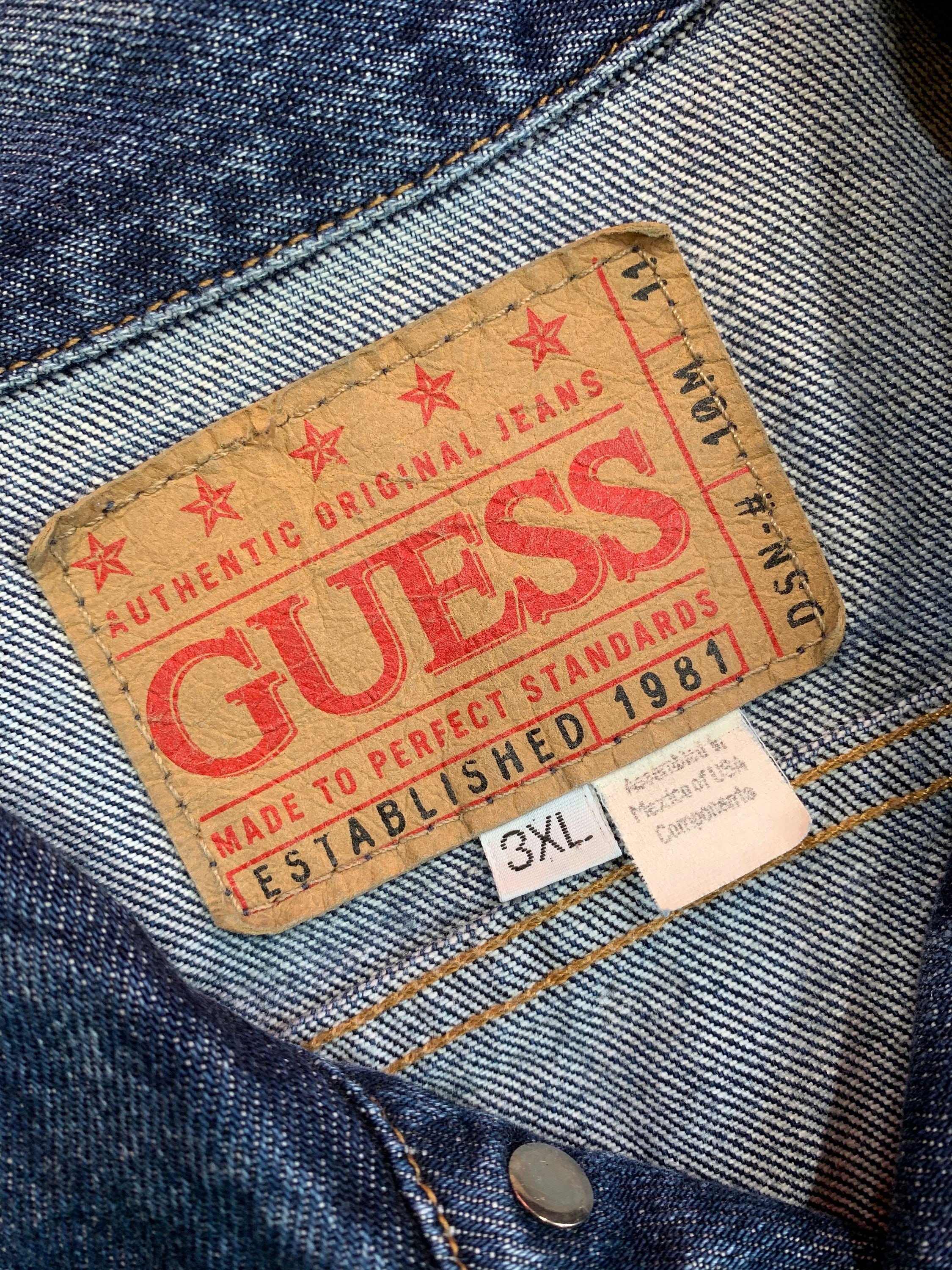 Vintage 90s GUESS JEANS Denim Jacket Size 3XL - Etsy