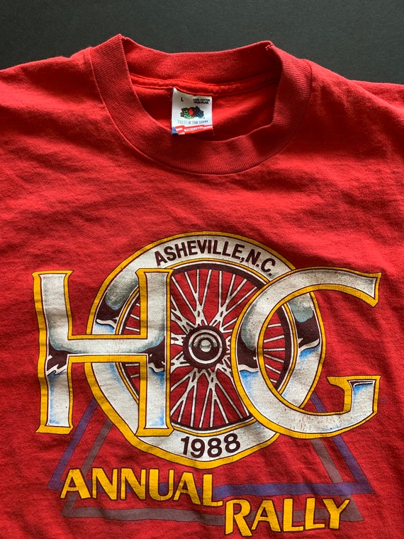 Vintage 80s Harley Davidson HOG Rally Tshirt -- V… - image 3