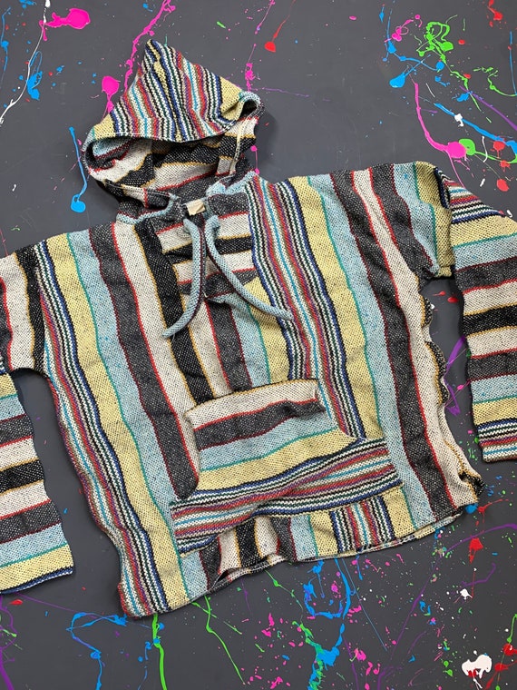 Vintage 90s Mexican Hooded Poncho Size Medium