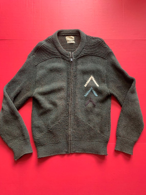 Vintage 60s Sears Sportswear Zip Wool Sweater -- V