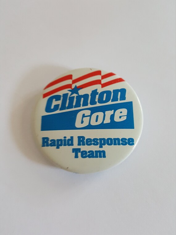Vintage Clinton Gore Campaign Pinback Button -- V… - image 1
