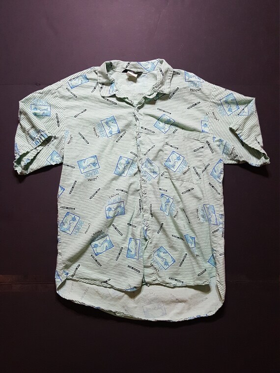 Vintage 80's Island Beach Short Sleeve Shirt -- V… - image 1