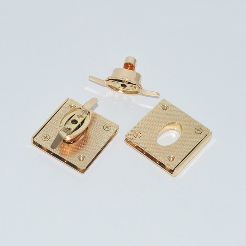 10pcs 39mm light gold square Diy leather purse bag edge protect twist turn lock,clutch purse hardware supplier accessories wholesale NFL-167