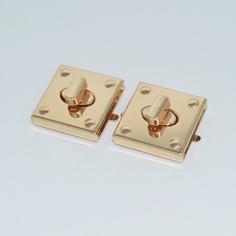 10pcs 39mm light gold square Diy leather purse bag edge protect twist turn lock,clutch purse hardware supplier accessories wholesale NFL-167