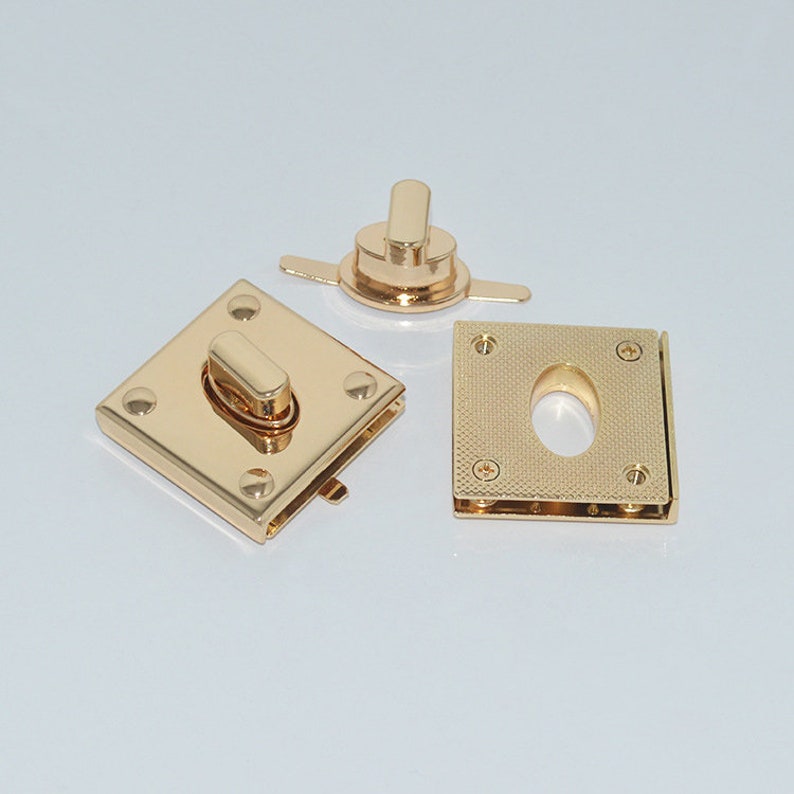 10pcs 39mm light gold square Diy leather purse bag edge protect twist turn lock,clutch purse hardware supplier accessories wholesale NFL-167