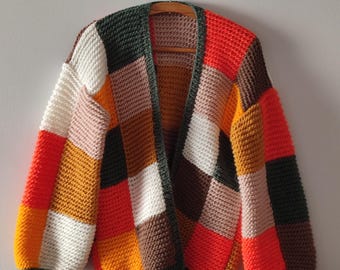 カーディガン ASCLO Thick Angora V Cardigan (4color) Angora Patchwork Cardigan, Chunky Easter Multicolor Sweater