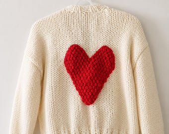 Cotton breathable heart handmade jumper, 3D Crochet detail