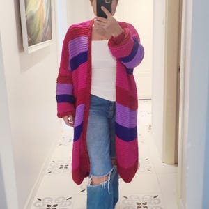 Dark red cardigan sweater, angora knitted sweater, relax casual wear, handmade maxi long cardigan, custom gifts for her, plus size sweater
