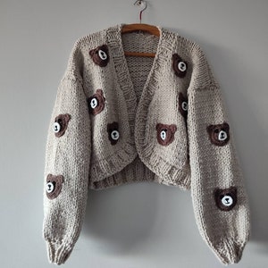 Cute Bear Cardigan,cardigan for Women,handmade Bear Shaped