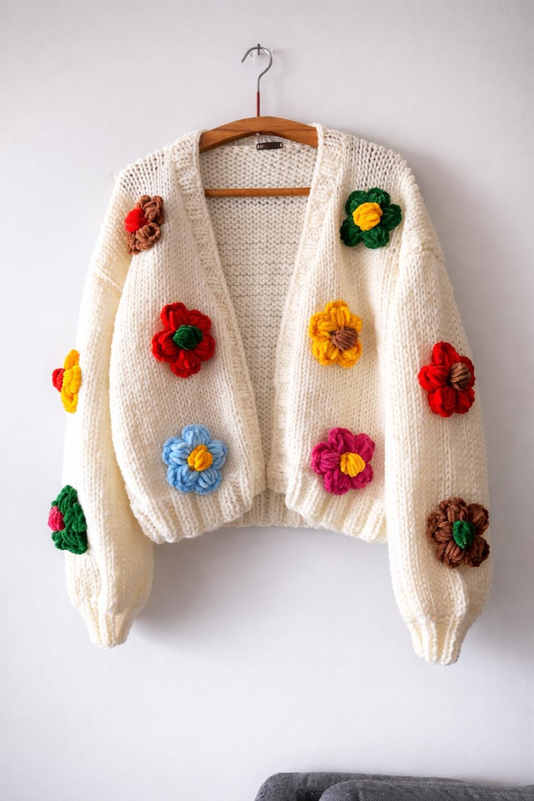 トップス flower cable design knit andequal Cable Knitted Cardigan