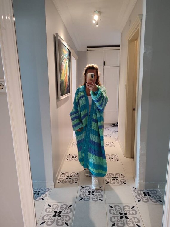 Bydna Large Knit Maxi Cardigan, Mohair Oversized Roomy Jumper, Stylish Unique Outfit, Gift Woman Sweater, Handmade Gifts for Her Birthday