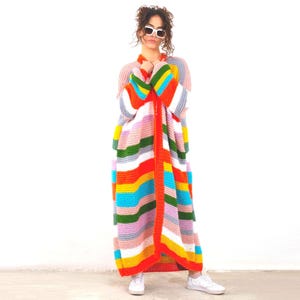 Loose angora cardigan, blanket multicolor long wool jacket,back to school, oversized roomy unique strickjacket, Knitted for her, trendy gift