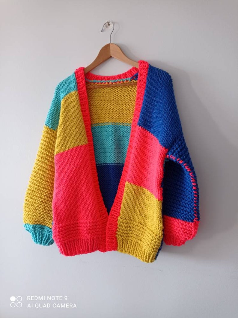 Colorblock Unisex Oversize Cardigan 
