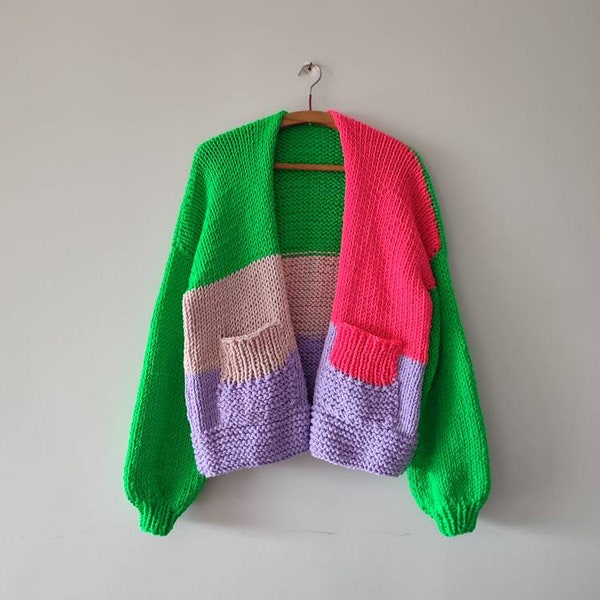 Popcorn Sweater Cardigan (Neon Pink) main image 1
