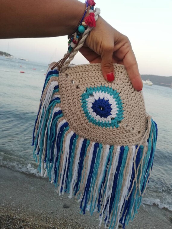 evil eye crochet bag