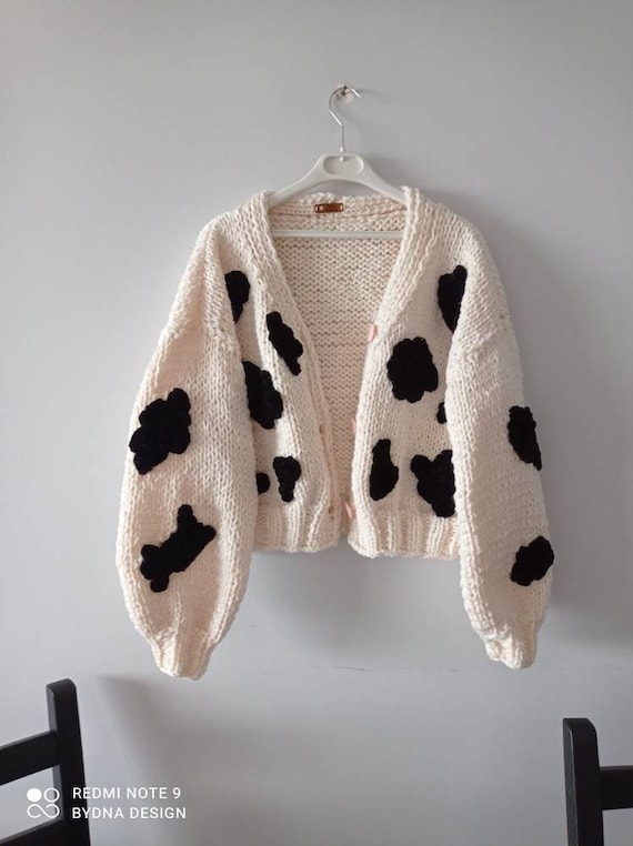 Cárdigan grueso con estampado de vaca para suéter de - Etsy