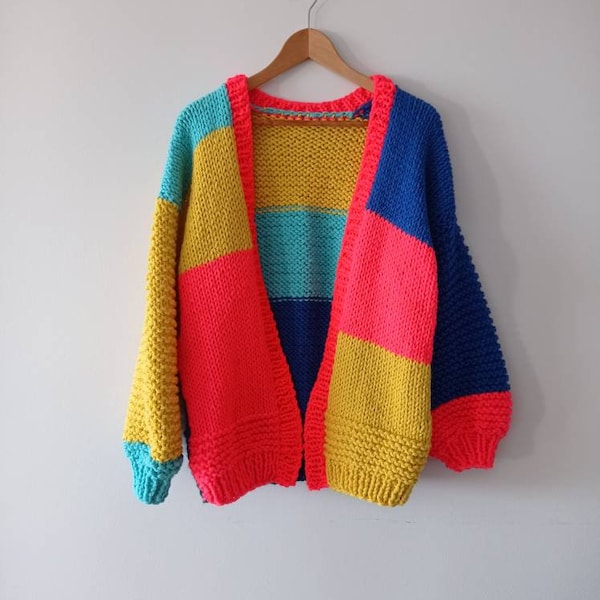Back to school cardigan, neon pink sweater, korean aesthetic outfit, winter outfits, knit casual cardigan, striped pullover, gifts for her