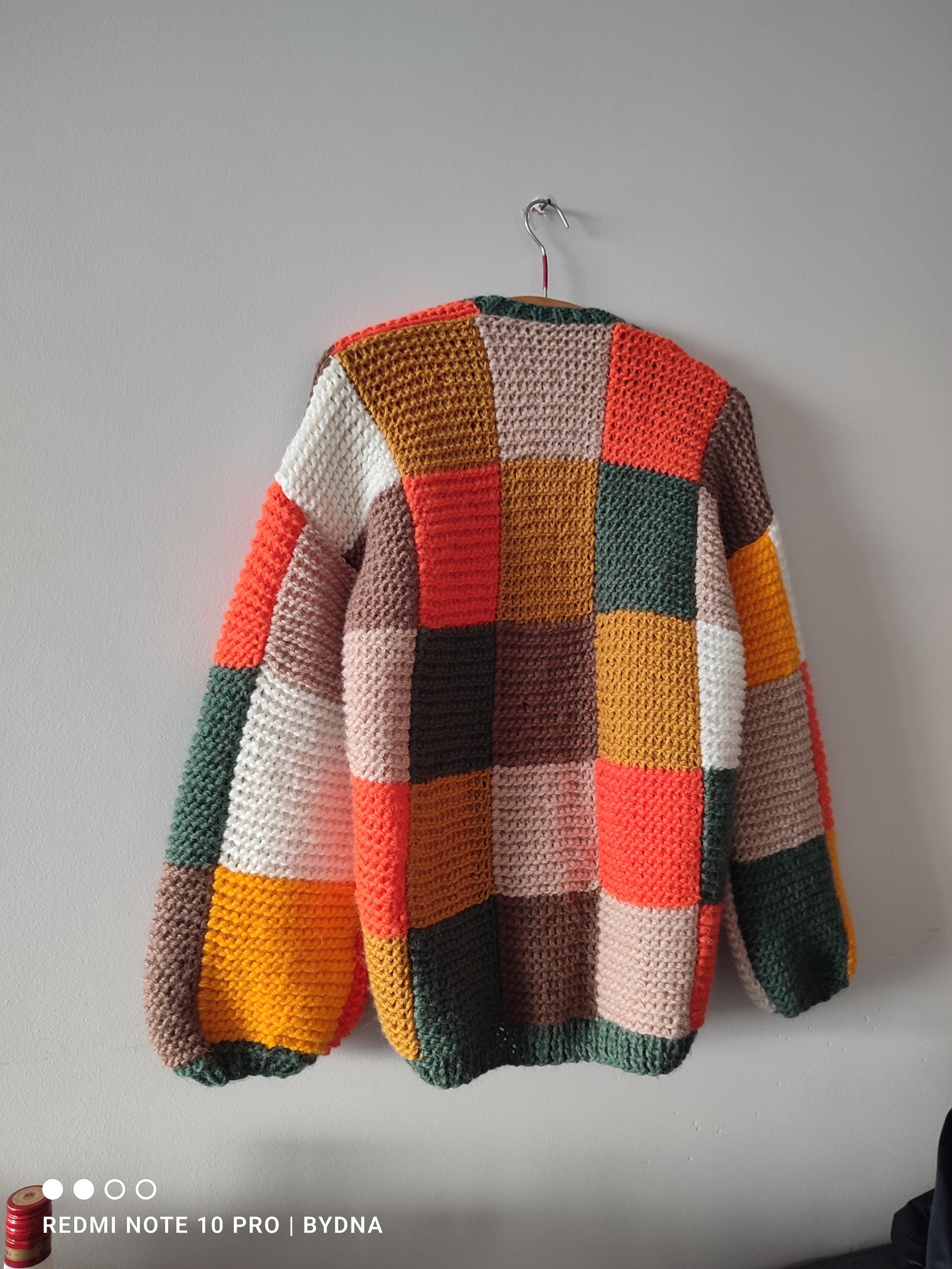 カーディガン ASCLO Thick Angora V Cardigan (4color) Angora Patchwork Cardigan, Chunky Easter Multicolor Sweater