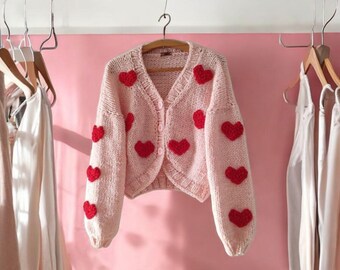 Buy Bright Heart Cozy Handmade Cardigan: Gift for Her Cozy