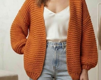 Angora Mohair Puffy Cardigan, Handmade Cozy Knit Sweater, Oversized Chunky Knit, Luxury Women’s Knitwear by BYDNA