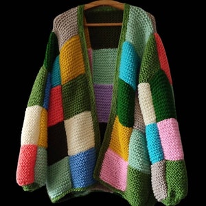 Men angora cardigan, rainbow patchwork sweater, man oversize sweater, boyfriend chunky pullover, bydna handmade clothes, gifts for him