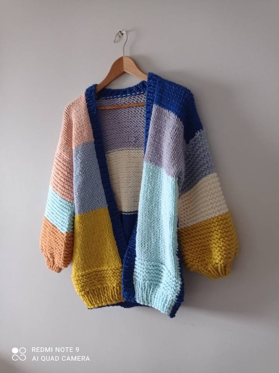 Long colorblock clearance cardigan