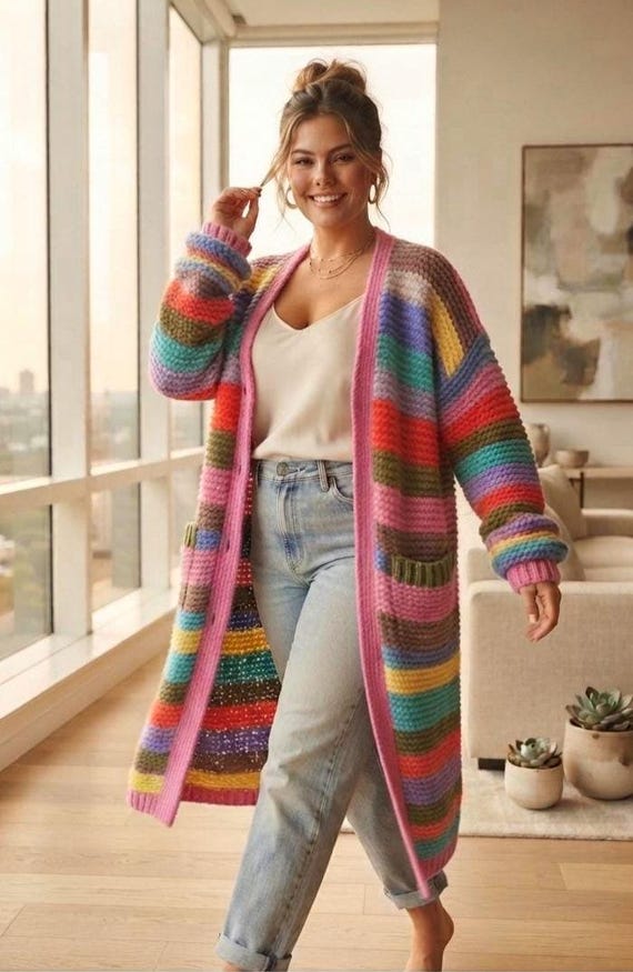 Plus Size Maxi Long Angora Cardigan, Oversized Handmade Large