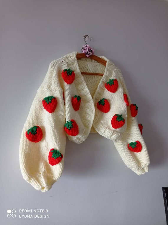 Custom Order Famous Strawberry Chunky Crop Cardigan for