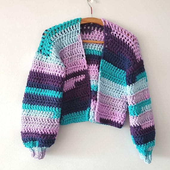 カラフルなチャンキークロシェカーディガン - ハンドメイド カラフルなチャンキークロシェカーディガン - ハンドメイド