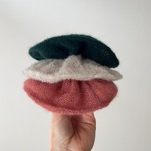 Set of 3 Mohair Silk Knit Scrunchies. Eco-Friendly Hair Accessories, Soft & Fluffy Gift for Her, Limited Edition Handmade Hair Ties