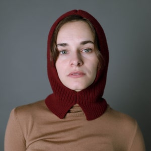 Rote Merino Wolle Strick Haube : Kaschmir Mischung Winter Wärmer