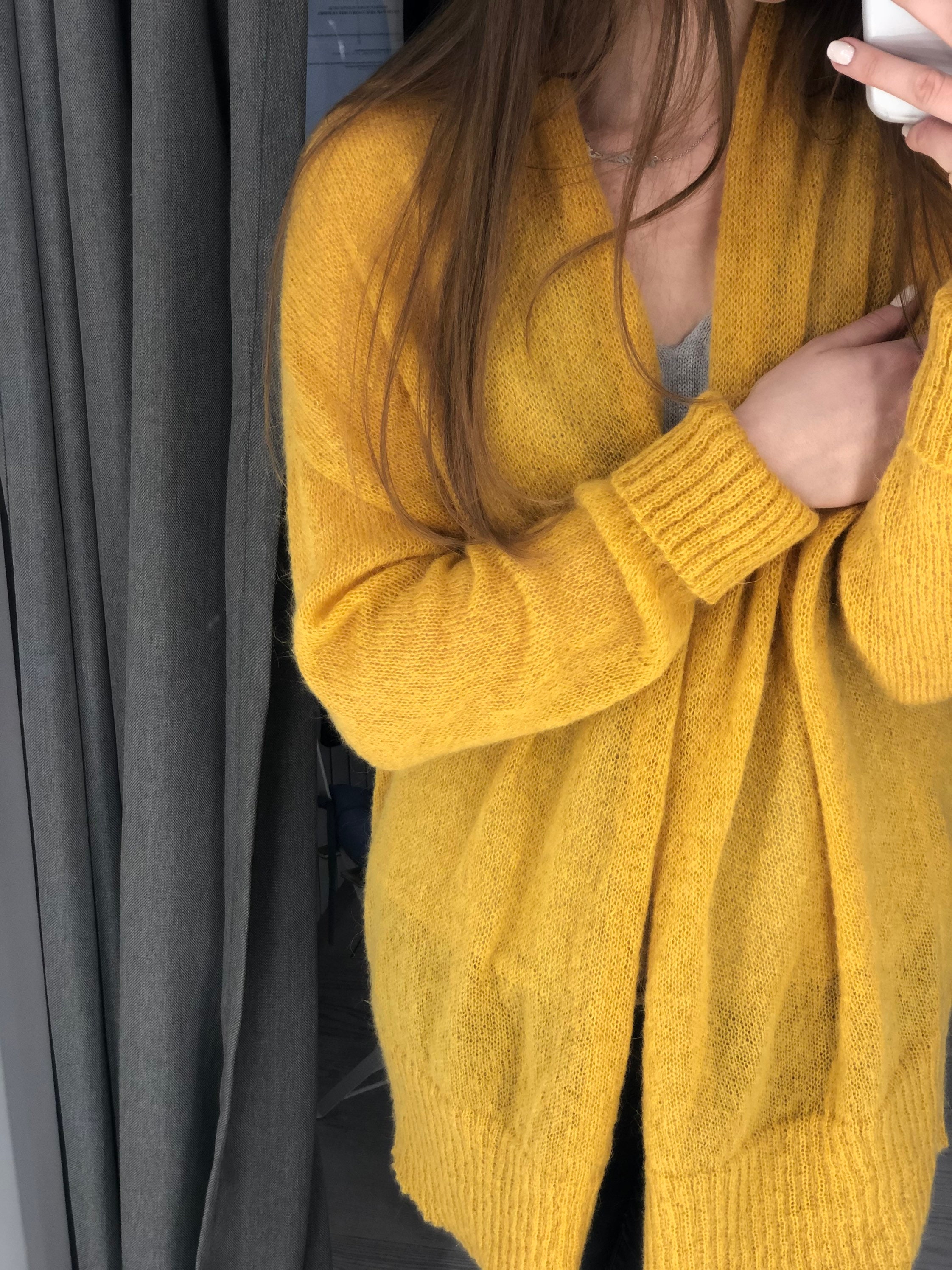 Mustard Open Mohair Wrap Cardigan for 