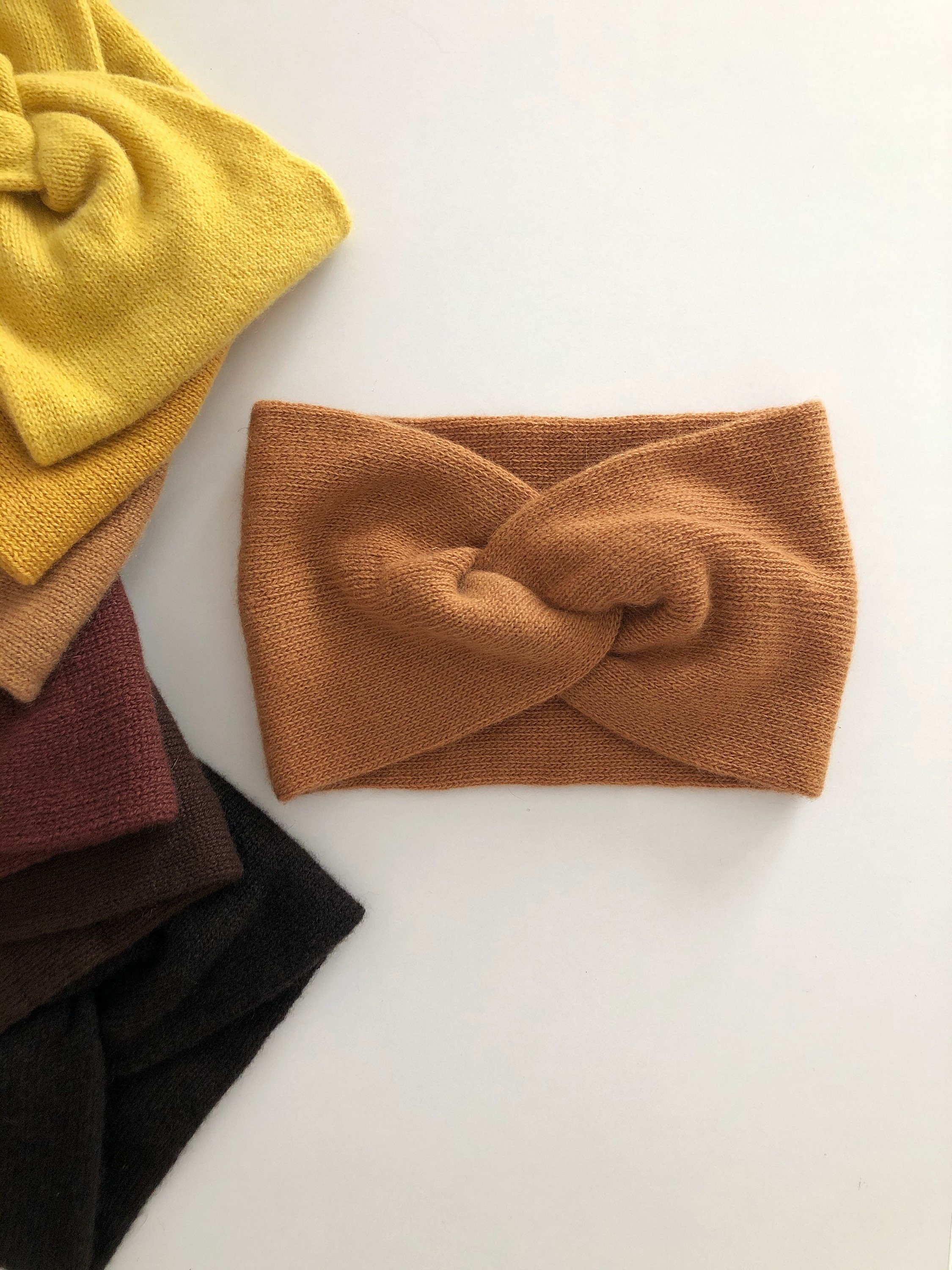 Yellow cashmere knitted headband Pure cashmere headband Etsy