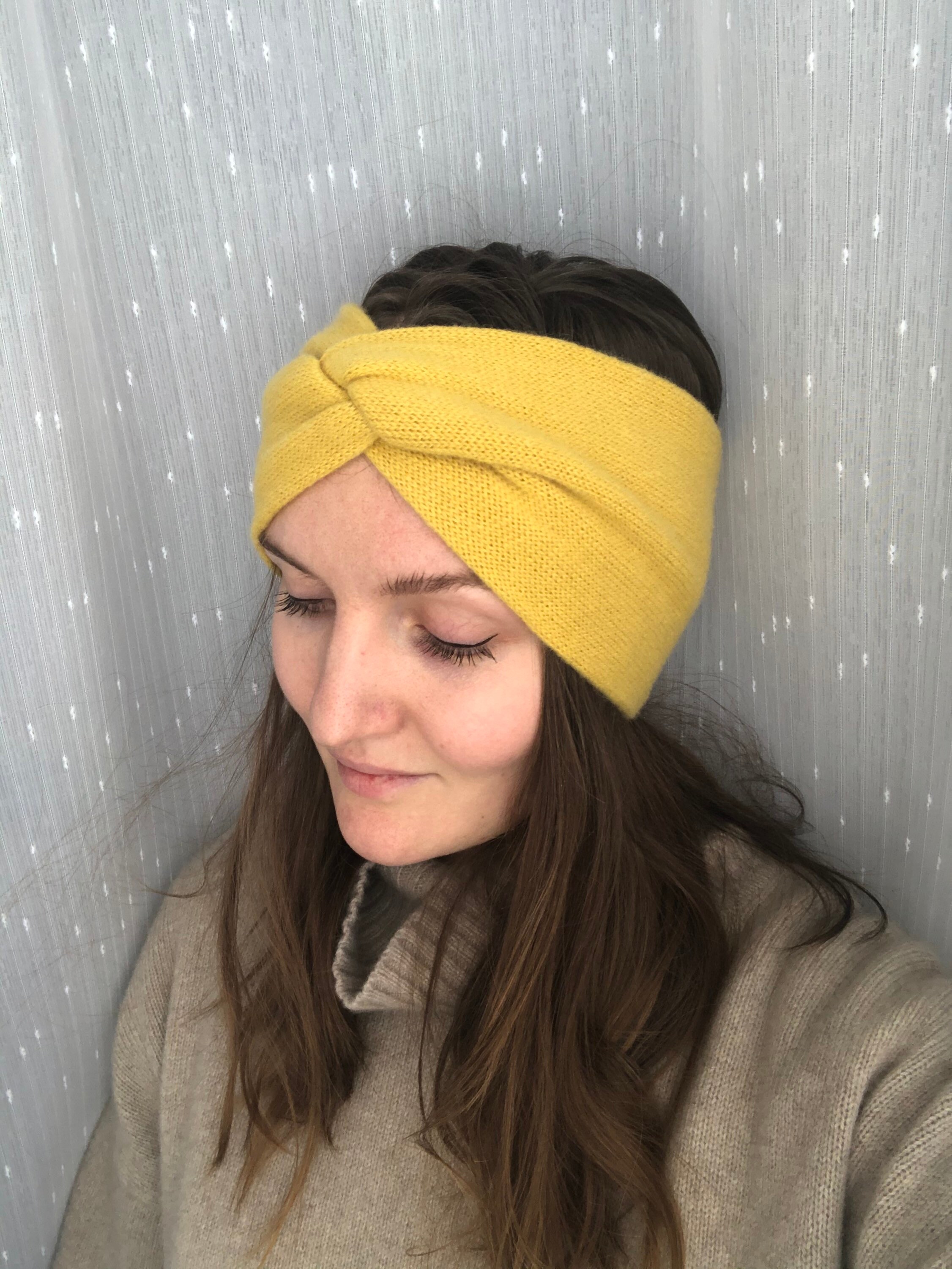 Yellow cashmere knitted headband Pure cashmere headband Etsy