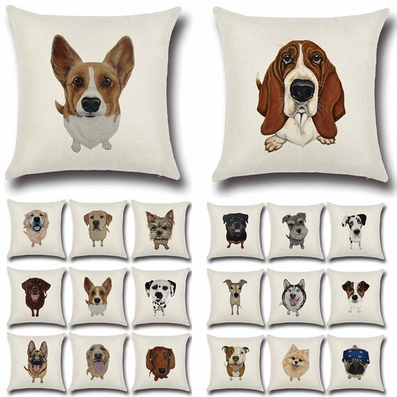 Dog Pattern Throw Pillowcase Pillow Cover Only Various Dog Etsy