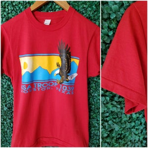 Vintage Boy Scouts T-Shirt, Red, Houston BSA Troop 1039, Screen Stars, Single Stitch