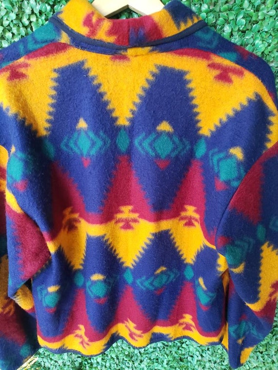 Vintage Aztec Fleece, Rainbow Geometric, Print Ja… - image 3