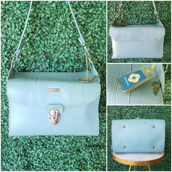 70s Vintage Luggage, Powder Blue, Samsonite Camera Bag, Cosmetics Train Case