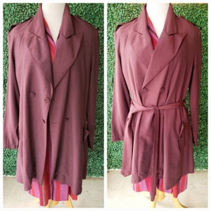 Classic Trench Coat, Wine, Plum Colored, Iridescent, Excellent Condition