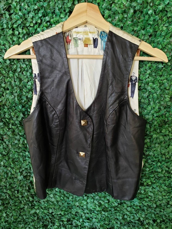 Vintage Leather Vest, Satin Back with 1920s Vinta… - image 2