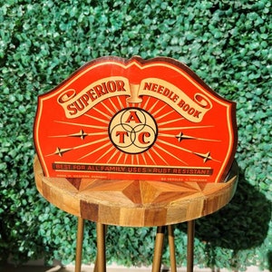 1930s Art Deco Sewing Kit, West Germany, Blood Orange Screenprint Art