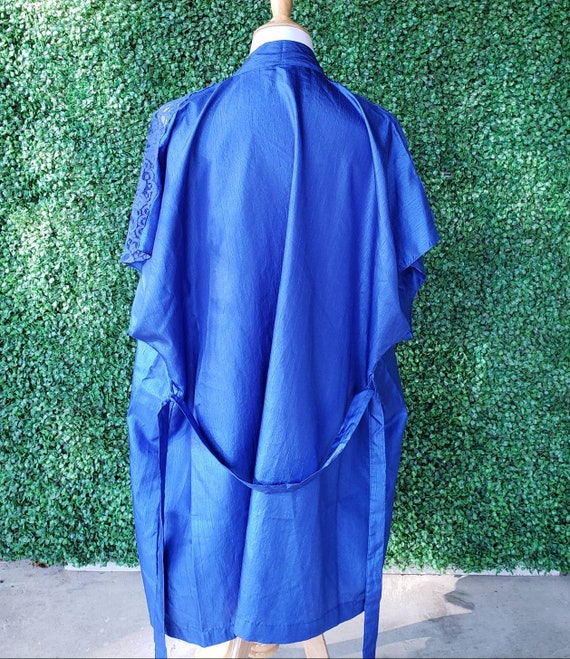 Vintage Lace Kimono, Cobalt Blue Kimono Robe, Ele… - image 6