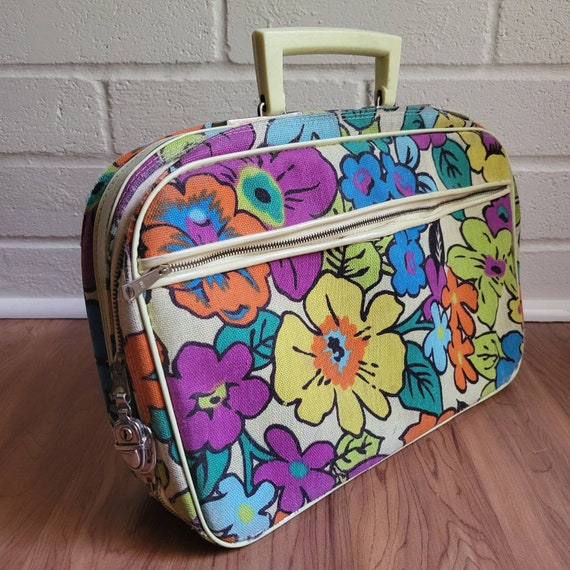 Vintage 60s, 70s Mod Suitcase, Vintage Carry-on L… - image 1