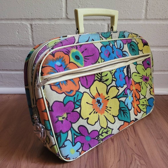 Vintage 60s, 70s Mod Suitcase, Vintage Carry-on Luggage
