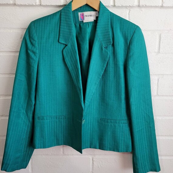 Vintage Striped Blazer, Green,  Medium - image 2
